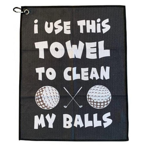 Custom Logo Digital Printed Towels Cleaner Golf Bags Balls Tri Fold Grommet Hook Waffle Microfibre Golf Towel