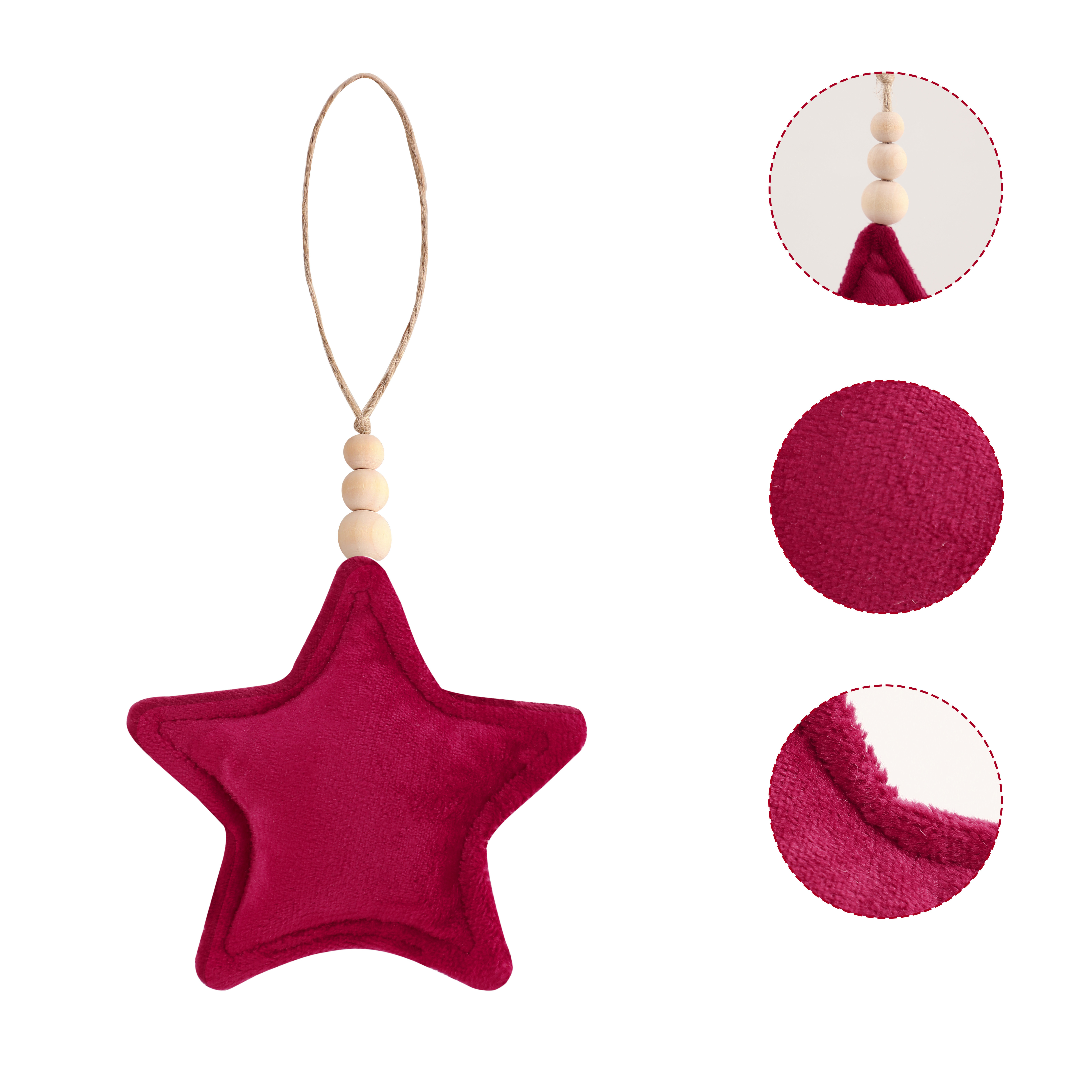 Wholesale Personalized Hanging Velvet Star Tree Outdoor Decorated Christmas Star Wall Decoration