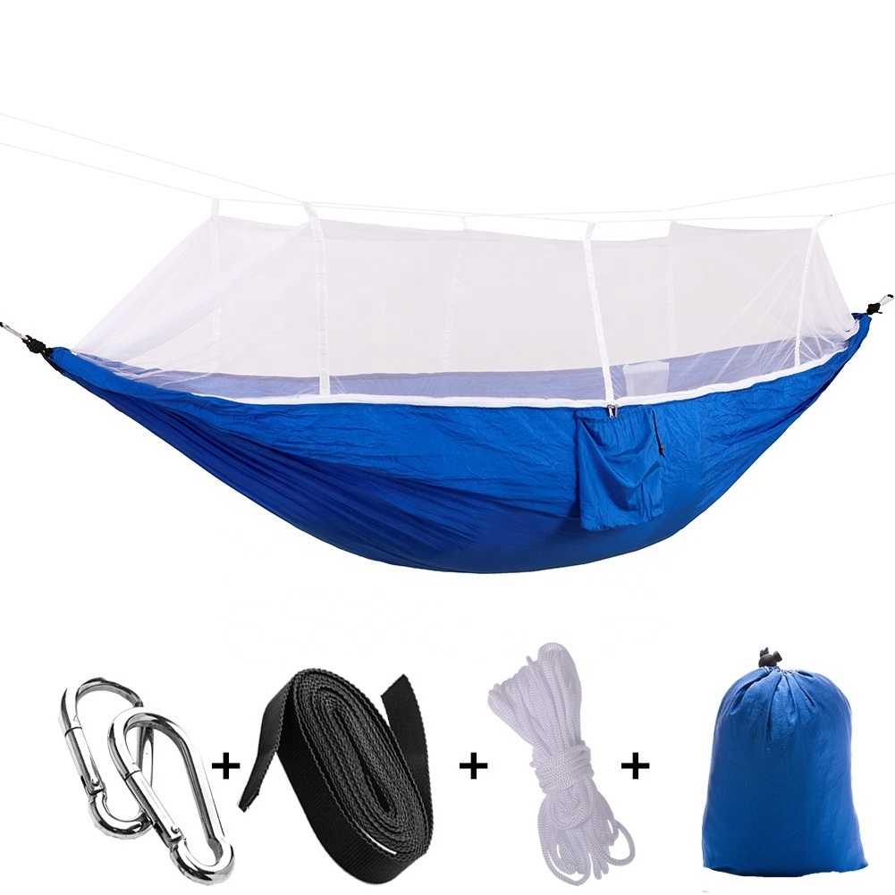 Factory Wholesale Custom Logo Travel Camping Hammock Lightweight Portable Outdoor Hammocks with mosquito net