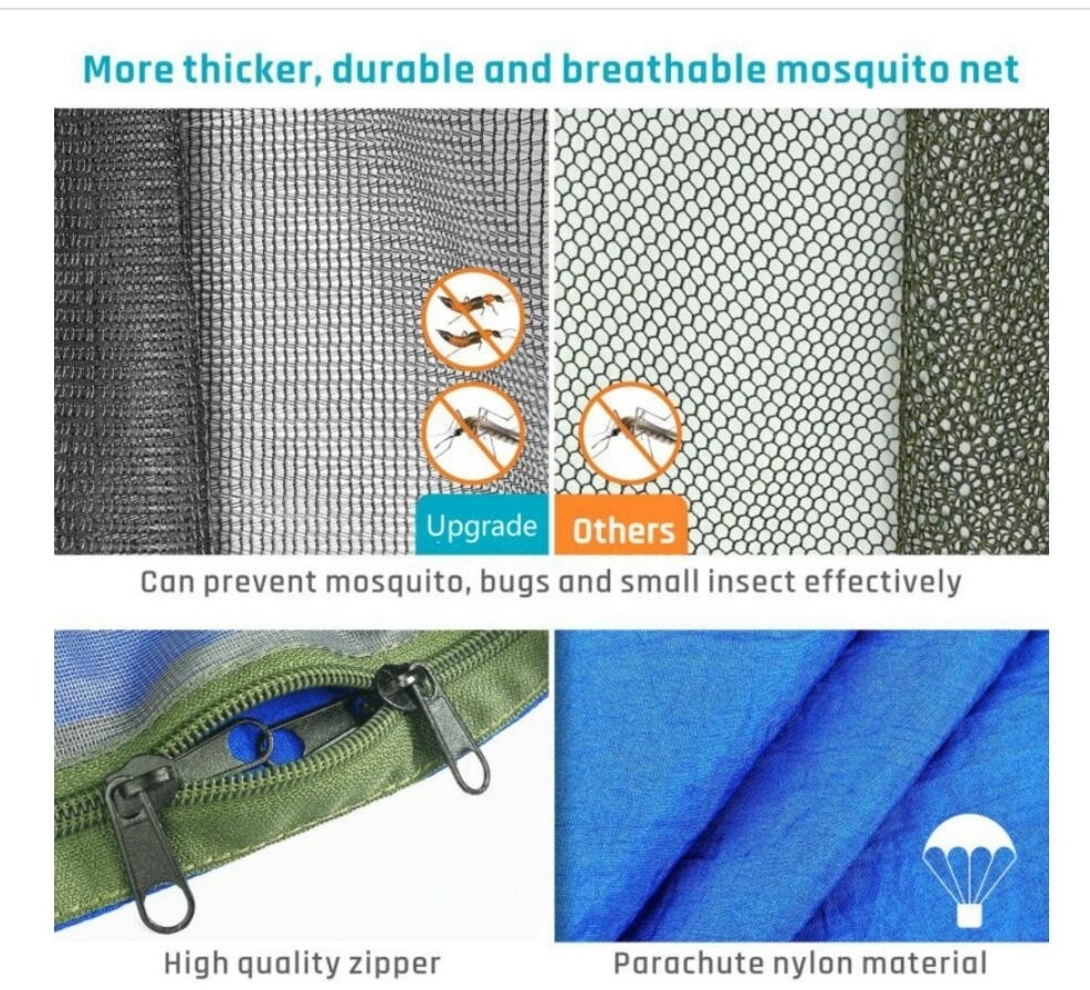 Nylon 210T Double Person Travel Outdoor Camping Tent Hanging Hammock With Mosquito Net