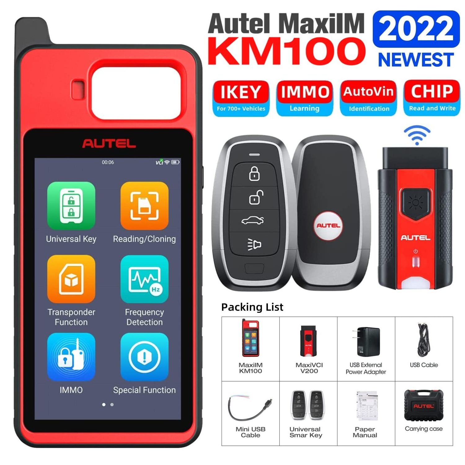 Smart Car Key Programming Tool Vehicle Key Renewal Autel MaxiIM KM100 Key Transponder Editing