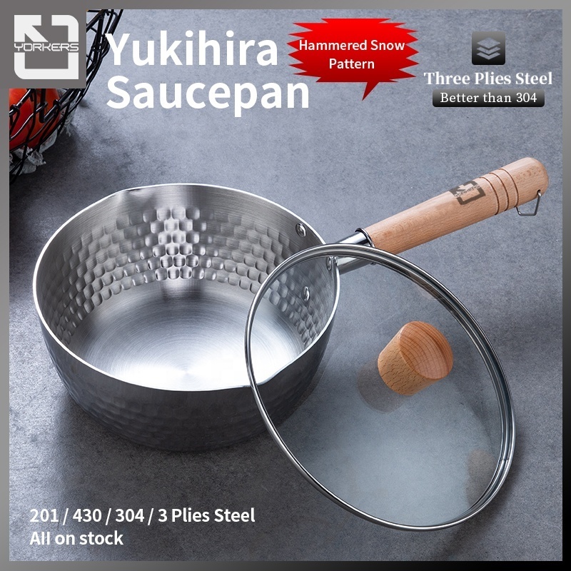 201 Stainless Steel Japanese Yukihira Saucepan -  Direct Order Kitchen Induction Cookware Soup & Stock Cooking Pots Pan With Lid