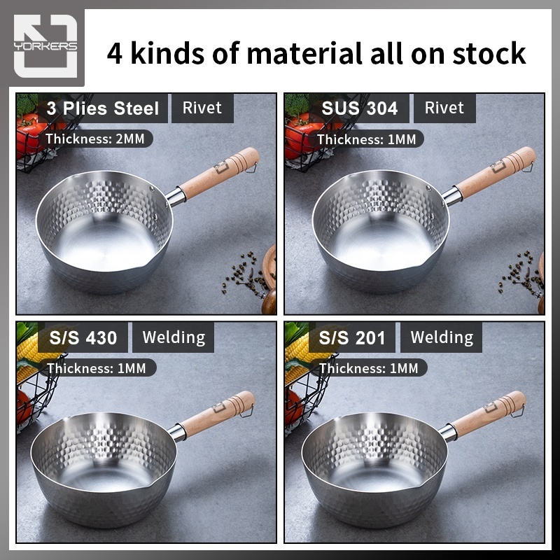 201 Stainless Steel Japanese Yukihira Saucepan -  Direct Order Kitchen Induction Cookware Soup & Stock Cooking Pots Pan With Lid