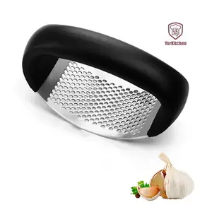 Stainless Steel Garlic Press Rocker Set Scraper - Arc Shape Design Garlic Crusher With Comfortable Grip