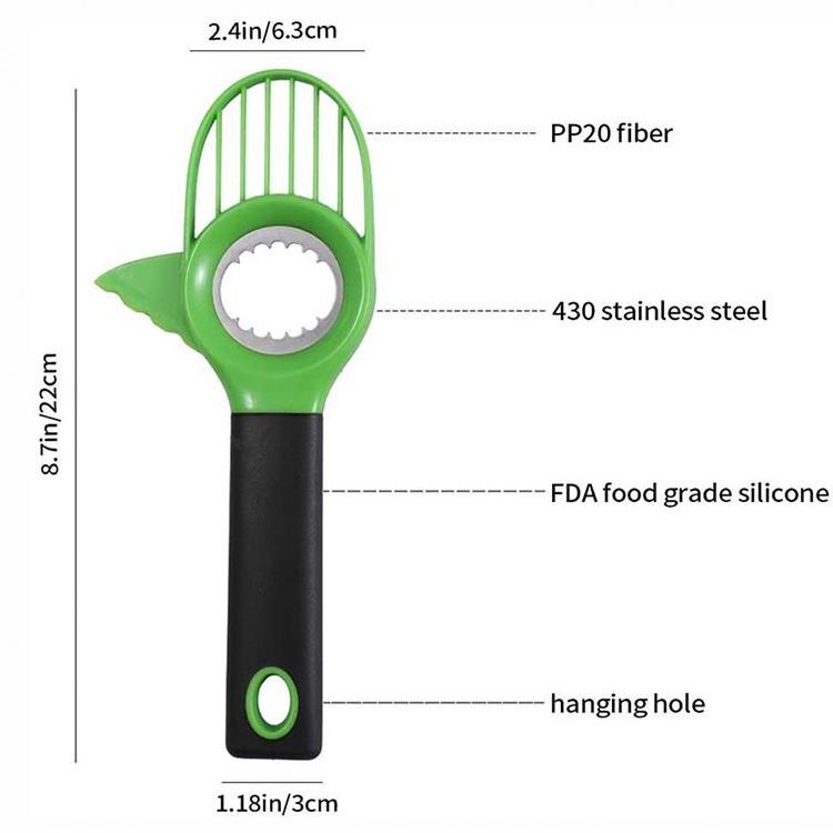 3 in 1 Cutter Avocado Green Avocado Peeler for Fruit and Vegetable