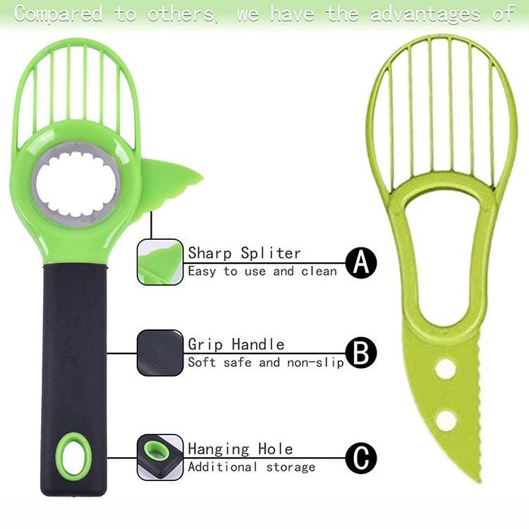 3 in 1 Cutter Avocado Green Avocado Peeler for Fruit and Vegetable