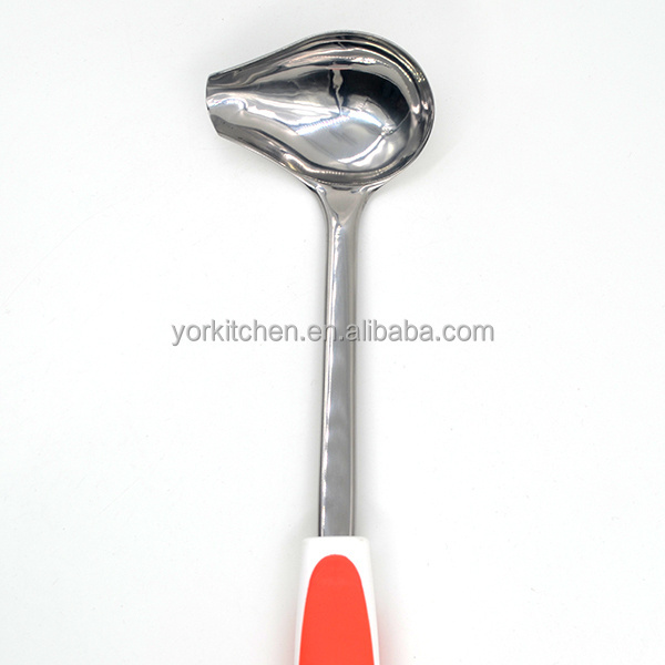 Novel design TPR handle stainless steel gravy sauce ladle