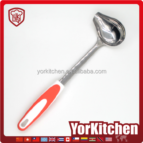 Novel design TPR handle stainless steel gravy sauce ladle