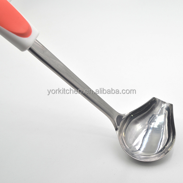 Novel design TPR handle stainless steel gravy sauce ladle