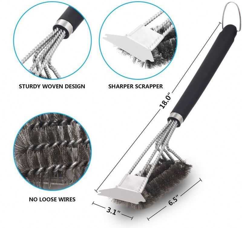 BBQ Cleaner Barbecue 3 in 1 Cleaner Cleaning Brush Grill Brush and Scraper