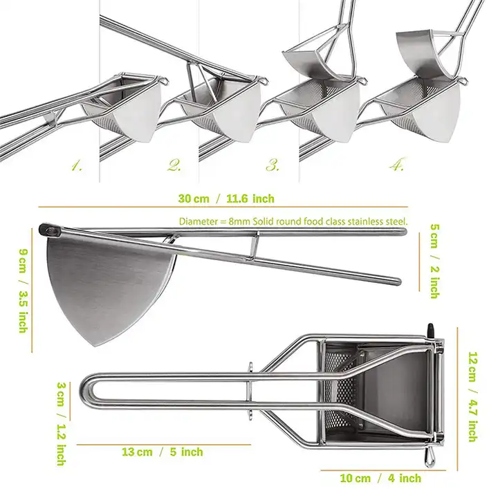 Multi-Functional Manual Stainless Steel Potato Ricer and Masher for Fruit & Vegetable Preparation