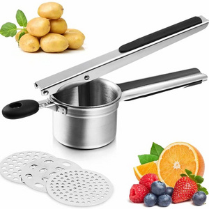 Kitchen grater Potato Ricer With 3 Interchangeable Discs  Stainless Steel Creates Smooth Masher