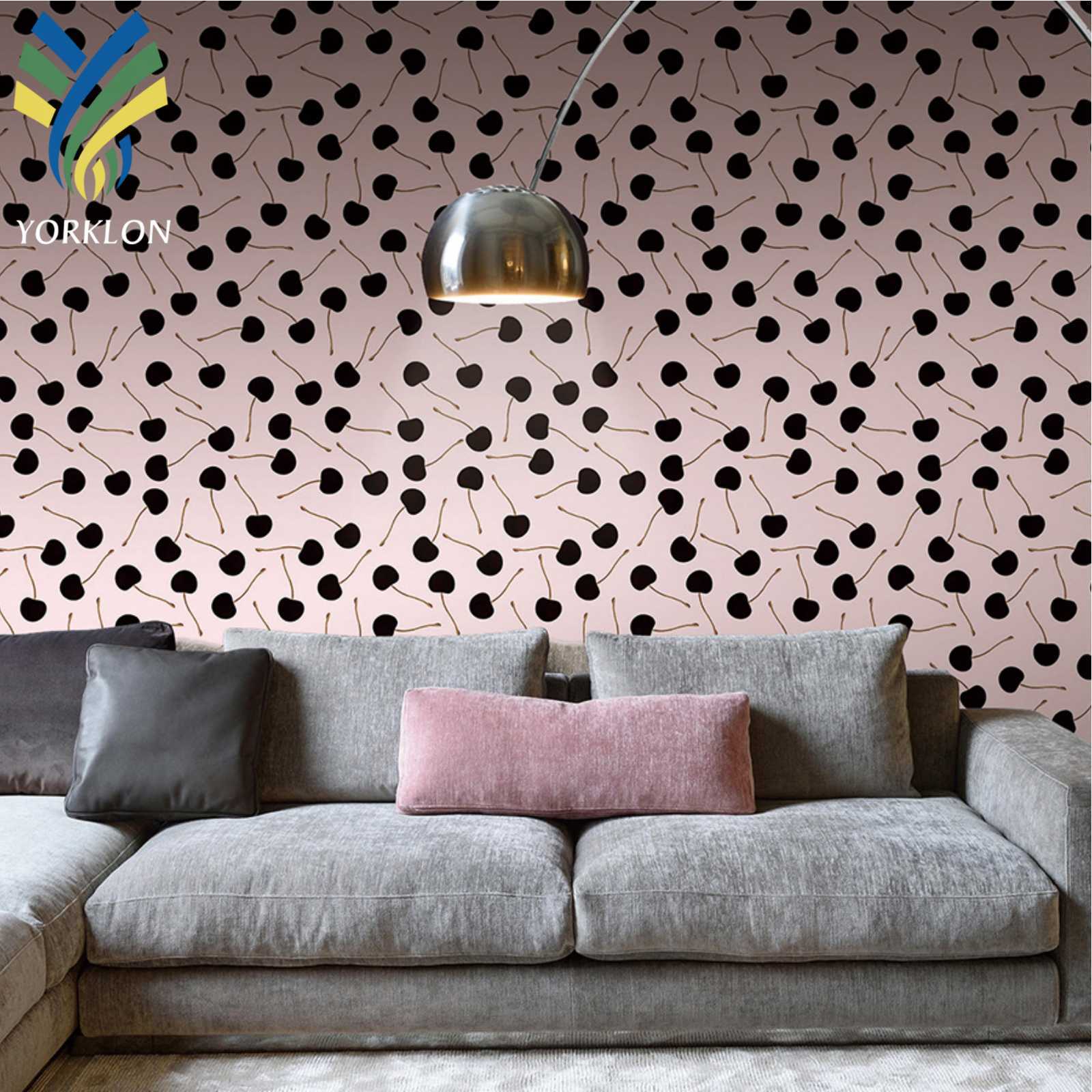 Custom Children Wall Wallpapers Polka Dots Baby Wall Paper Kids Bedrooms Pink Cherry Mural Wallpaper For Girls Bedroom