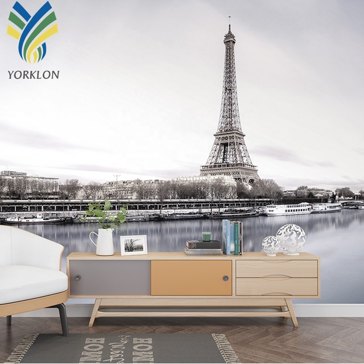 Custom Made Bar Studio Home Decoration Paris City View Scenery 3D Wall Murals Wallpaper