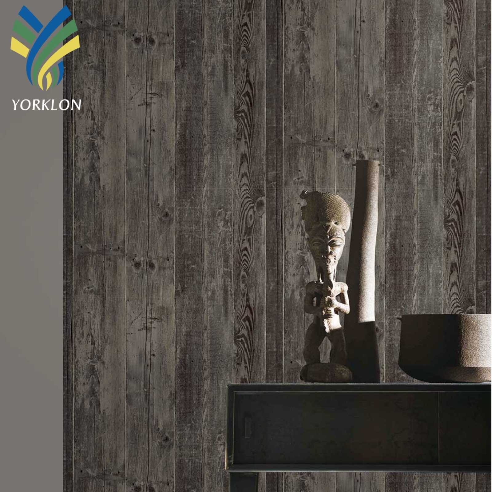 YT-NH 8 Natural 3D Wood Waterproof Brown Decorative Texture Cafe Home Decoration PVC Vinyl Wall Paper Wallpaper For Wall