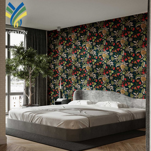 YF-SU 2 Graceful Flower PVC Wall Paper Rolls Decoration Green Leaves Leaf Tropical Wallpaper