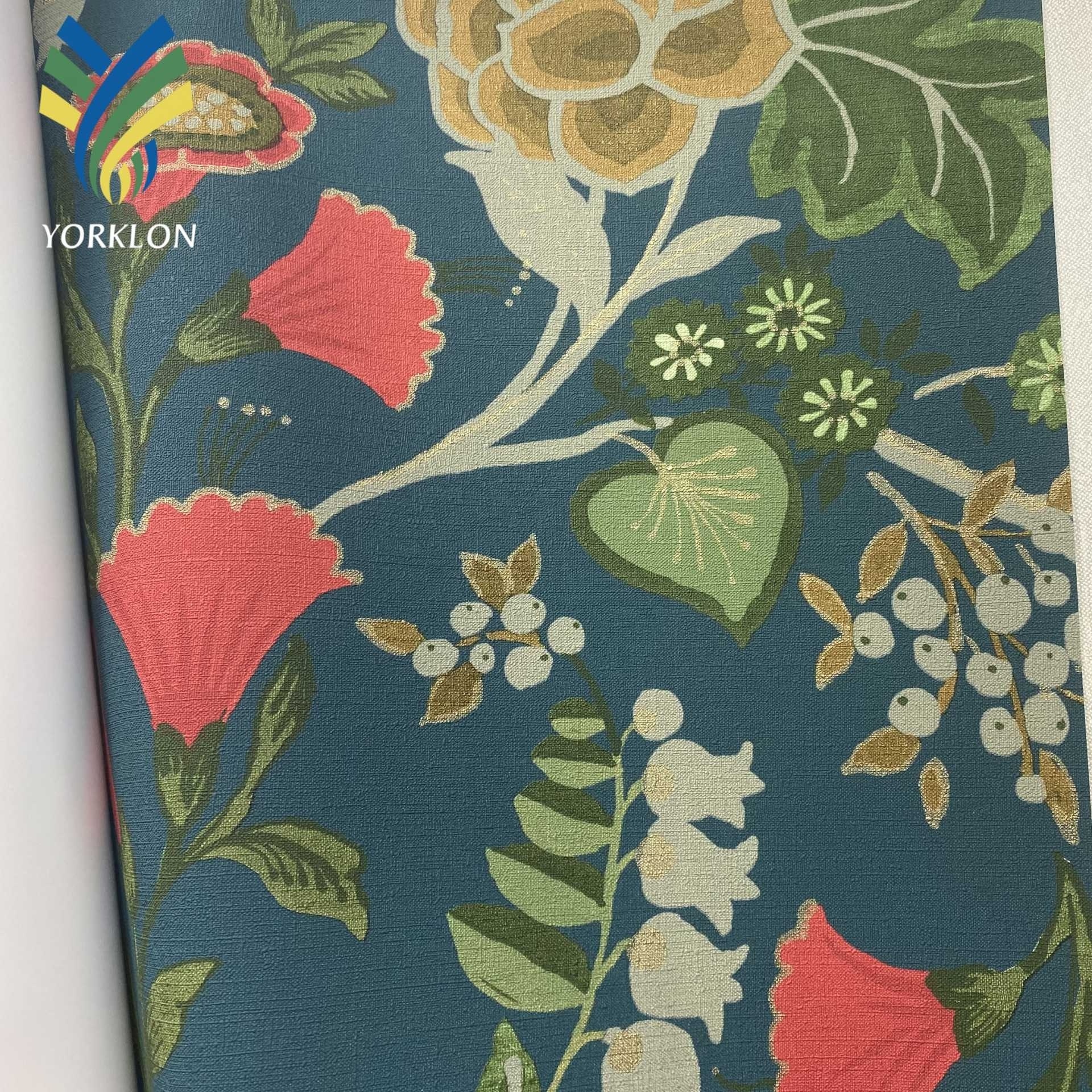 YF-SU 2 Graceful Flower PVC Wall Paper Rolls Decoration Green Leaves Leaf Tropical Wallpaper