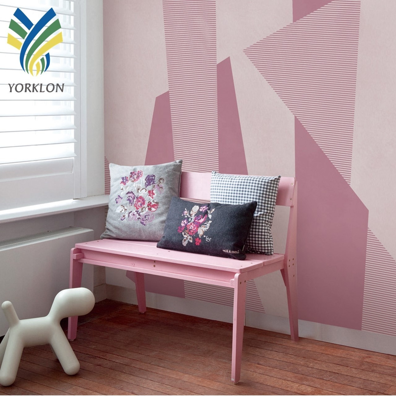 YKEAX 011 Modern Geometric Pink Vinyl 3D Home Decoration Kids Mural Wallpaper For Girls Room