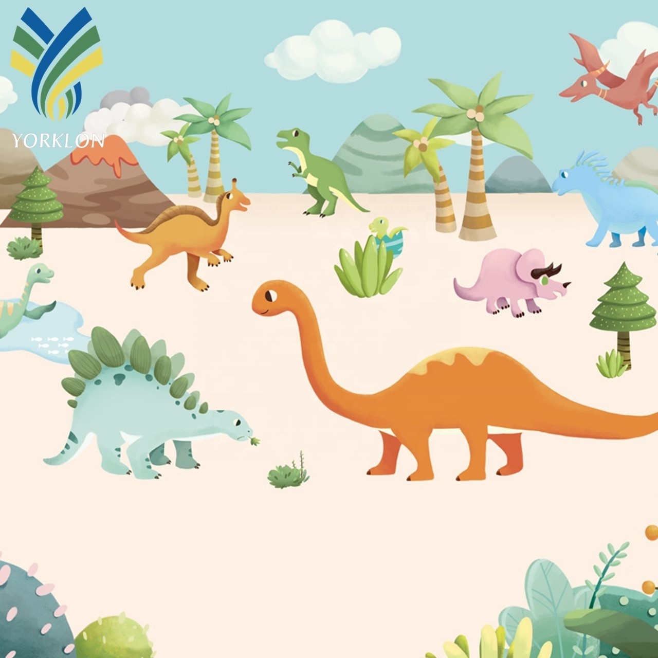 YKMK 0034 New Custom Children Room Decoration Wallpaper Dinosaur Boy Bedroom Kids Wallpaper Modern 100% Customized Product