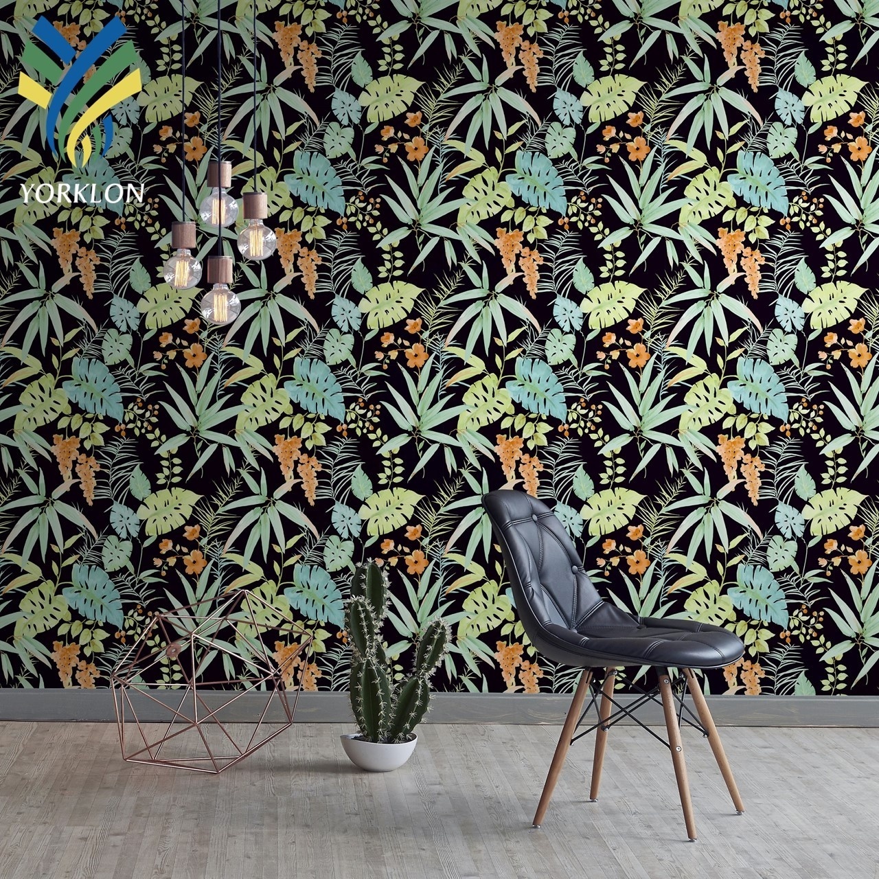 YT-SN 1 Nature Home Bedroom Decoration Green Leaves Non Woven 3D Wallpaper For Wall Background