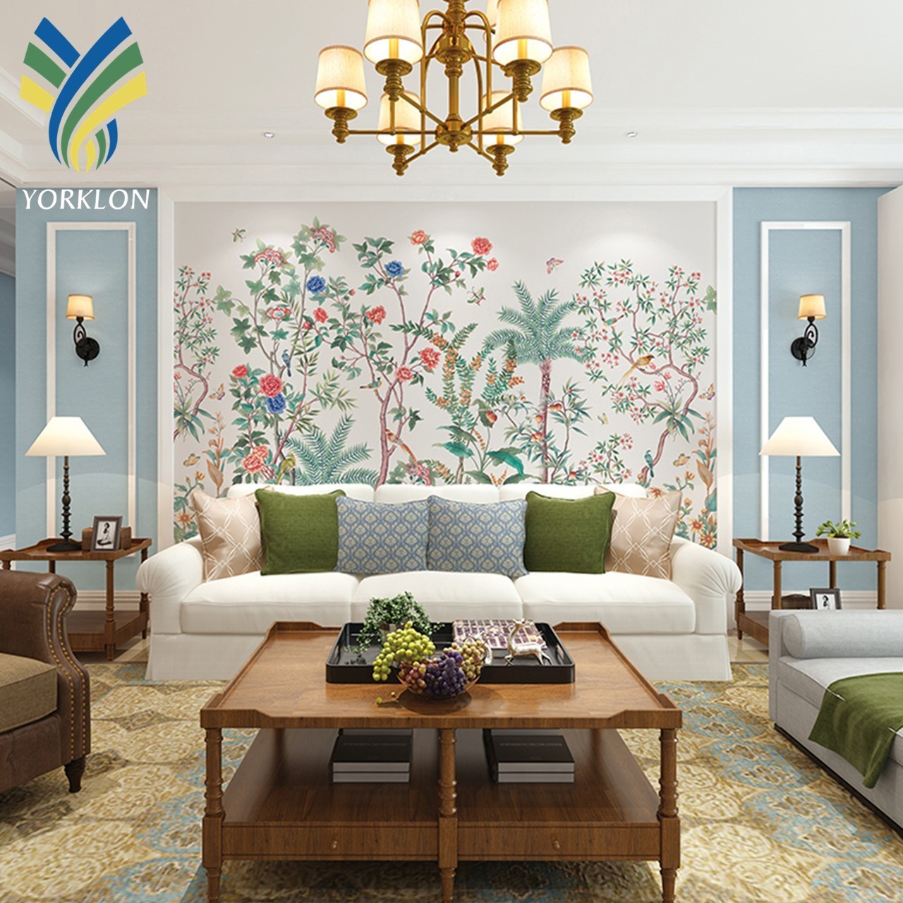 Customized 3D Chinese Flower Floral Bird Chinoiserie Mural Wallpaper