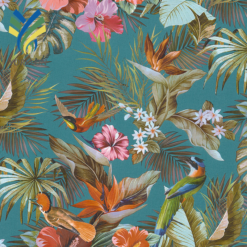 2024 New Design Embossed Flower And Bird Jungle PVC Wallpaper For Interior Wall Decoration