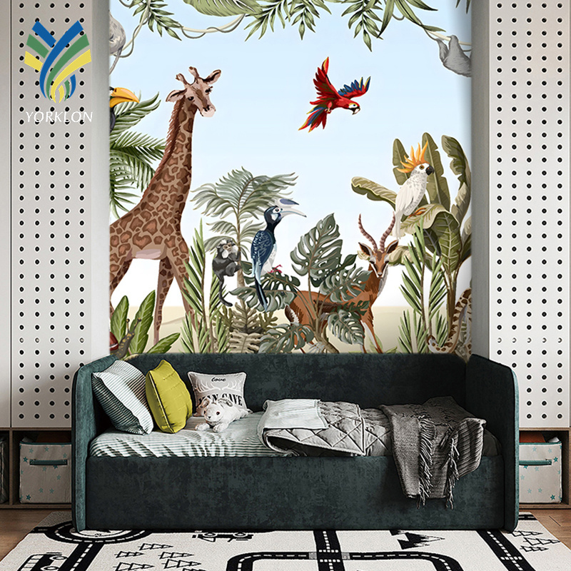 YKMF 905 Friendly Cartoon Rainforest 3D Mural Wallpaper For Girls Kids Room Decoration