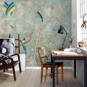 Custom Printing Living Room Home Decoration Wall Paper Silk Chinoiserie Embroidery Hand Painted 3D Mural Wallpaper For Walls