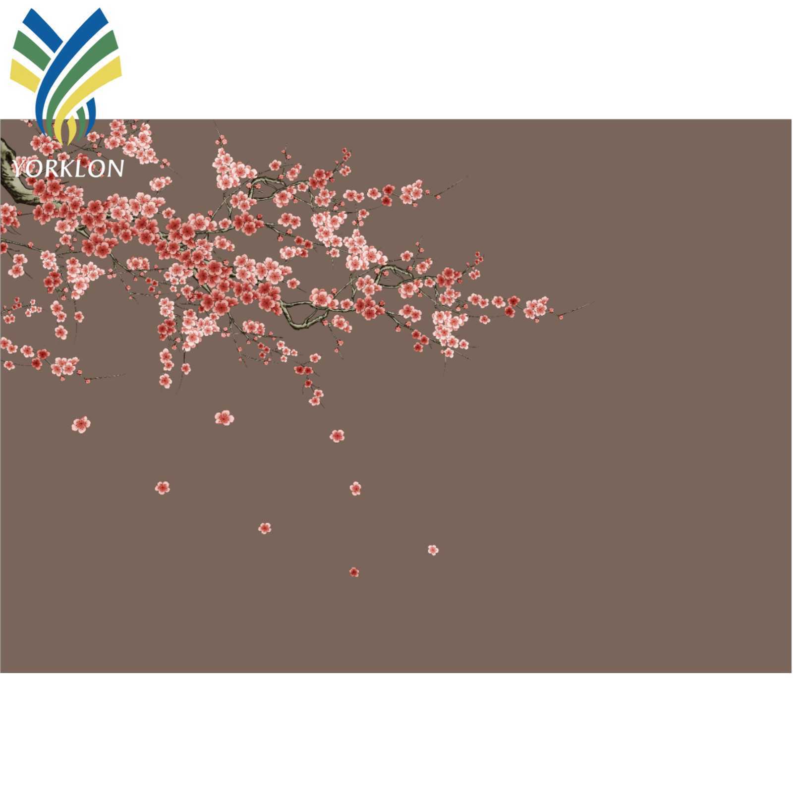 YKMC 310 Custom Printed Plum Blossom Red Floral Landscapes Chinoiserie Wall Mural 3D Restaurant Wallpaper