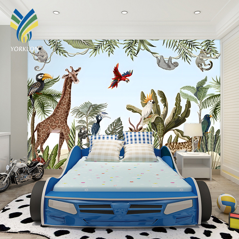 YKMF 905 Friendly Cartoon Rainforest 3D Mural Wallpaper For Girls Kids Room Decoration