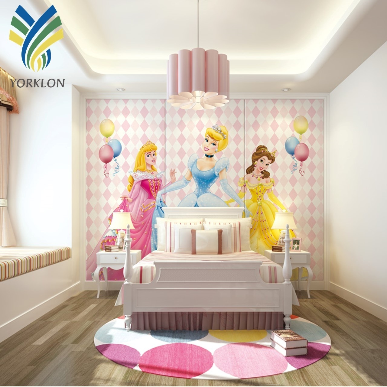 YKMK 0001 Children Room Decor Cartoon Character Wallpaper Pastel Princess Wallpaper Modern 100% Customized Product 5 Years