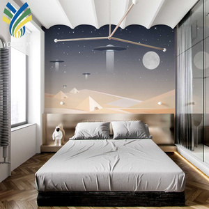 Custom Design Spaceman Outer Space Room Interior Mural Wallpaper Home Decoration For Baby Boy Room