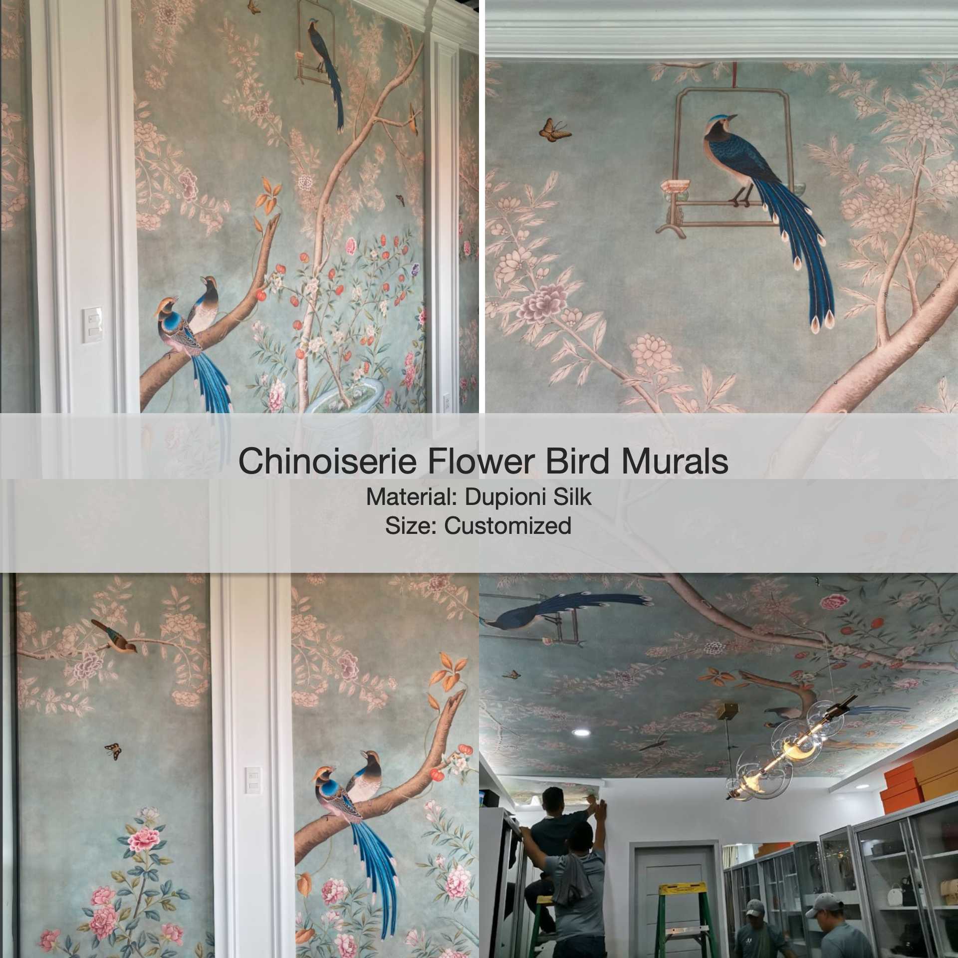 Custom Printing Living Room Home Decoration Wall Paper Silk Chinoiserie Embroidery Hand Painted 3D Mural Wallpaper For Walls