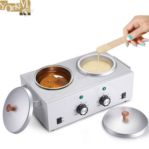 Professional Dual 2 lb Double Pot Wax Warmer Melting Hard and 14oz Soft Canned Sugar Wax Metal Material Double Warmer Wax Kit