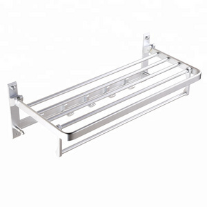 Aluminum shelf economic wall hanging bathroom designs towel rack with hooks