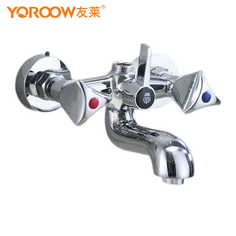 YOROOW good quality zinc body shower faucet double lever shower faucet mixer zinc handle bathtub faucet for bathroom