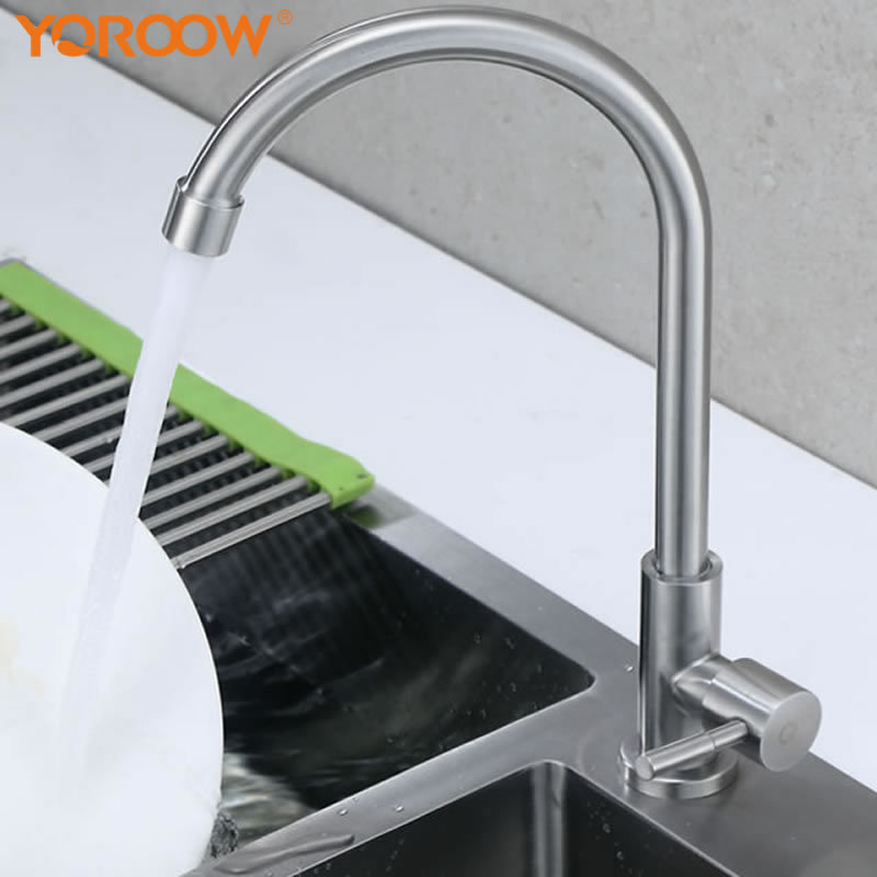 Kitchen Faucet Single Handle Cold Water Brushed Nickel Sink Faucet for Kitchen Factory Price 304 Stainless Steel China Box 2PCS