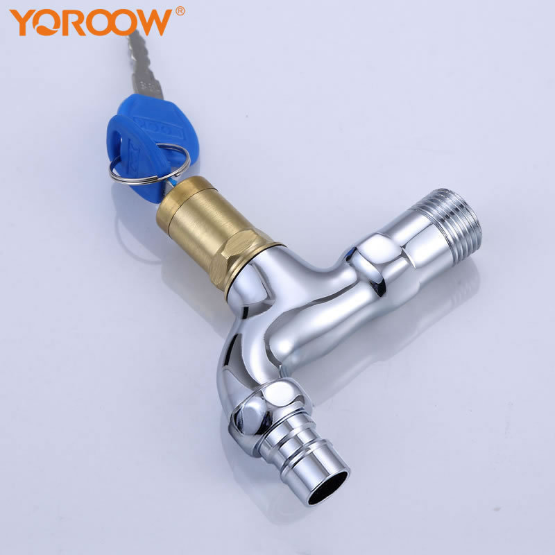 Outdoor Anti-theft Faucet with Lock Key Switch Brass Body Washing Machine Bibcock Anti-Theft Garden Tap Quick Open Faucets