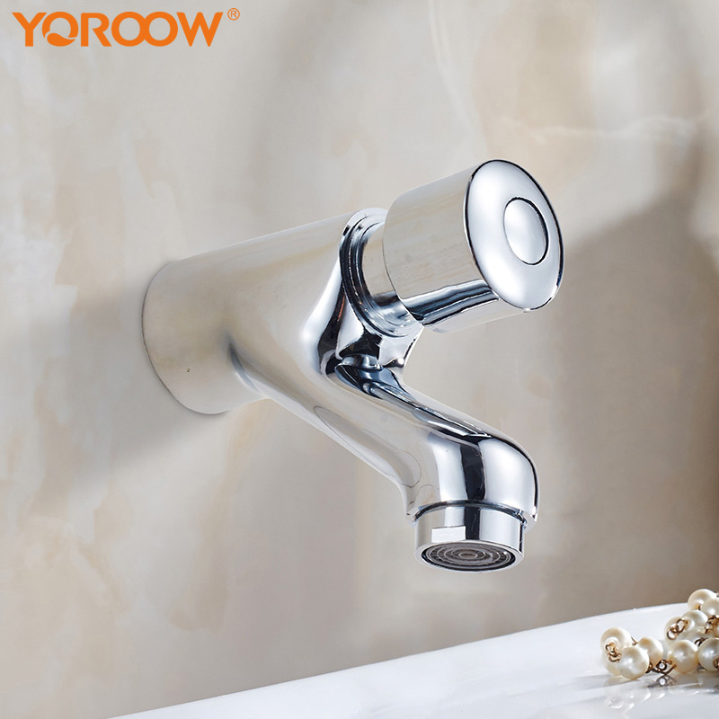 Water Saver Faucet Self Closing Metering Press Basin Faucet Chrome Plated Wall mounted Time Delay Faucet For Public