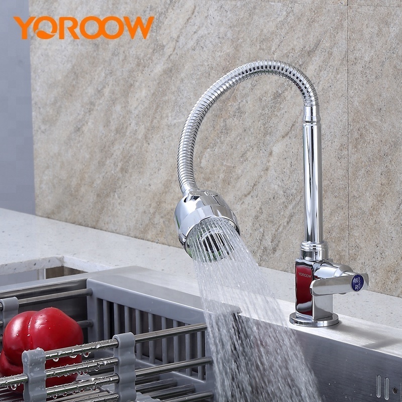 Accessories Best Polished Long Flexible Neck Durable One Lever Kitchen Tap Brass Silver CLASSIC Modern Pull Out Kitchen Faucet