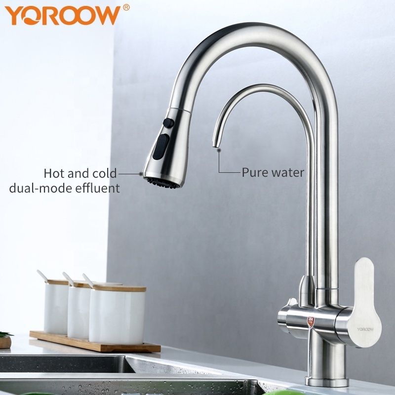 Cheap Price 304 Stainless Steel Kitchen Sink Faucets with Pull Down Sprayer Single Handle Brushed Nickel Pull Out Kitchen Faucet