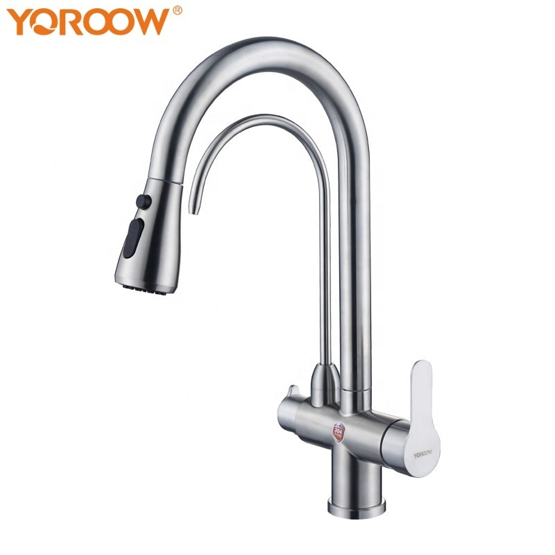 Cheap Price 304 Stainless Steel Kitchen Sink Faucets with Pull Down Sprayer Single Handle Brushed Nickel Pull Out Kitchen Faucet