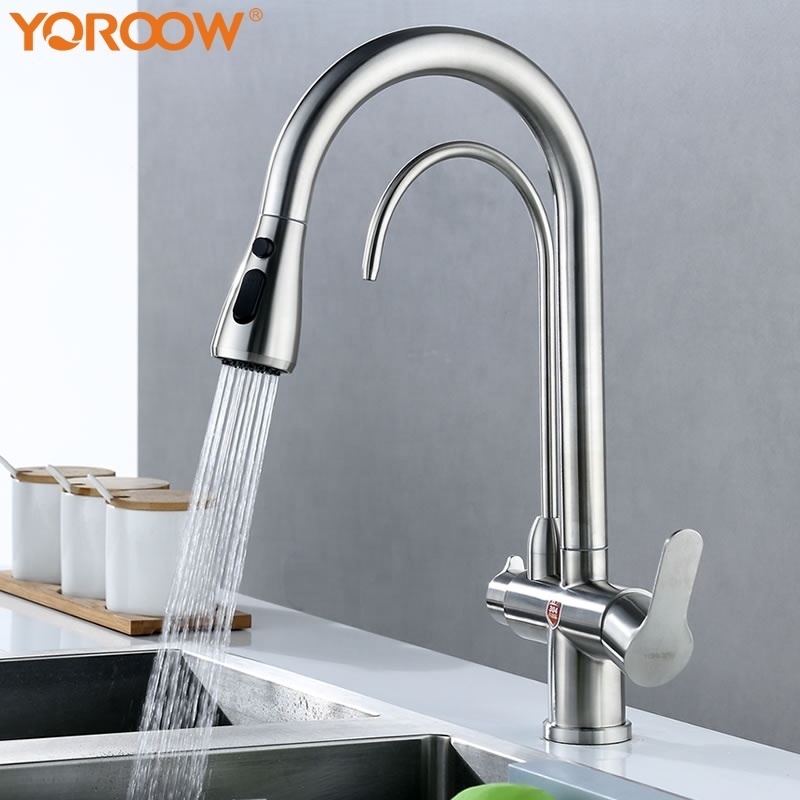 Cheap Price 304 Stainless Steel Kitchen Sink Faucets with Pull Down Sprayer Single Handle Brushed Nickel Pull Out Kitchen Faucet