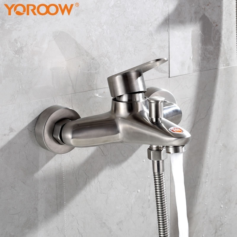 Faucet Shower Taps Cold and Hot Water Mixer 304sus Body Bathtub Faucet Set for Bathroom Factory Wall Mounted 304 Stainless Steel