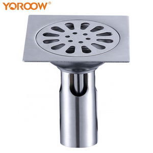 2019 YOROOW good quality bathroom cleaner 10x10cm hair catcher 4 inches 304 stainless steel floor drain water seal for bathroom