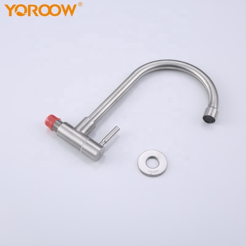 YOROOW good price single handle wall mounted brushed nickel kitchen faucet 304 stainless Steel cold water kitchen sink faucet