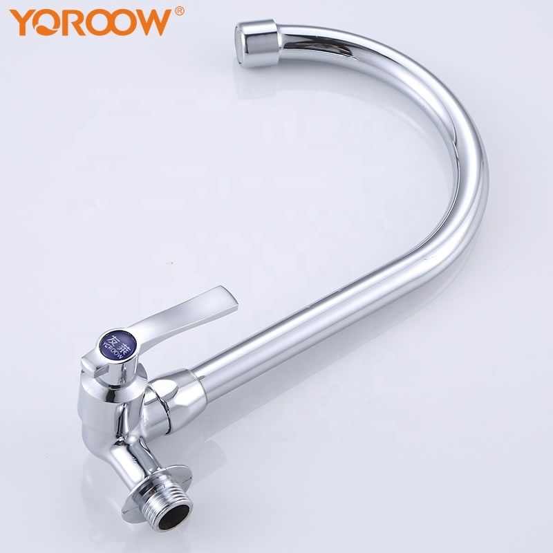 Good Reputation Water Saving Single Handle Wall Mounted Single Tap Brass Silver CLASSIC Modern Kitchen Faucet Polished Pull Out