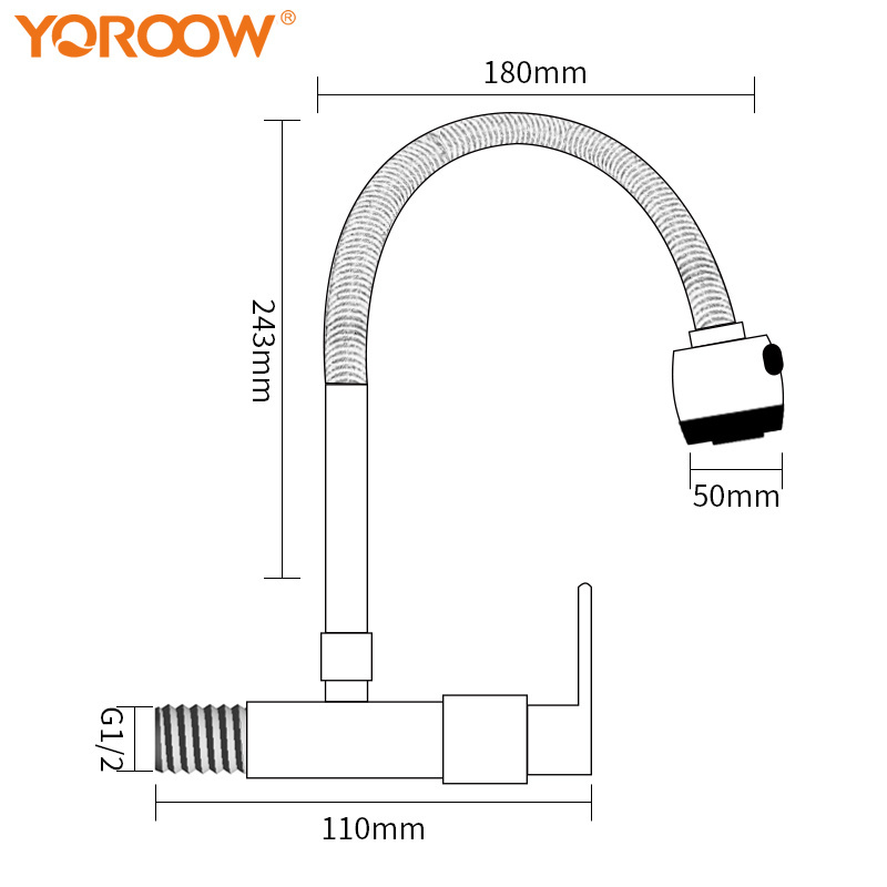 Modern Design OEM Kitchen Sink Tap Single Hole Single Handle Cold Water Pull out Faucet Wall Mounted Zinc Body with Brass