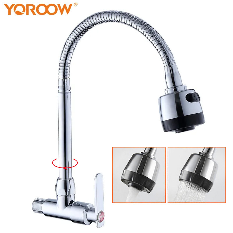 Modern Design OEM Kitchen Sink Tap Single Hole Single Handle Cold Water Pull out Faucet Wall Mounted Zinc Body with Brass