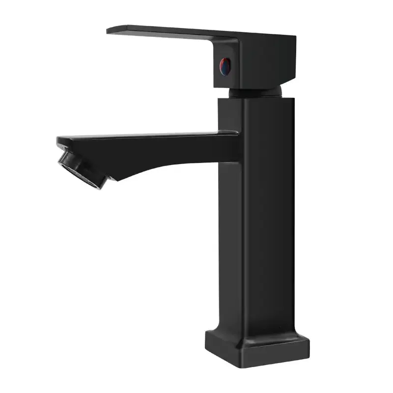 Factory Supplier Bathroom Sink Tap Deck Mounted Chrome Single Handle Single Cold Water Wash Hand Zinc Body Square Basin Faucet